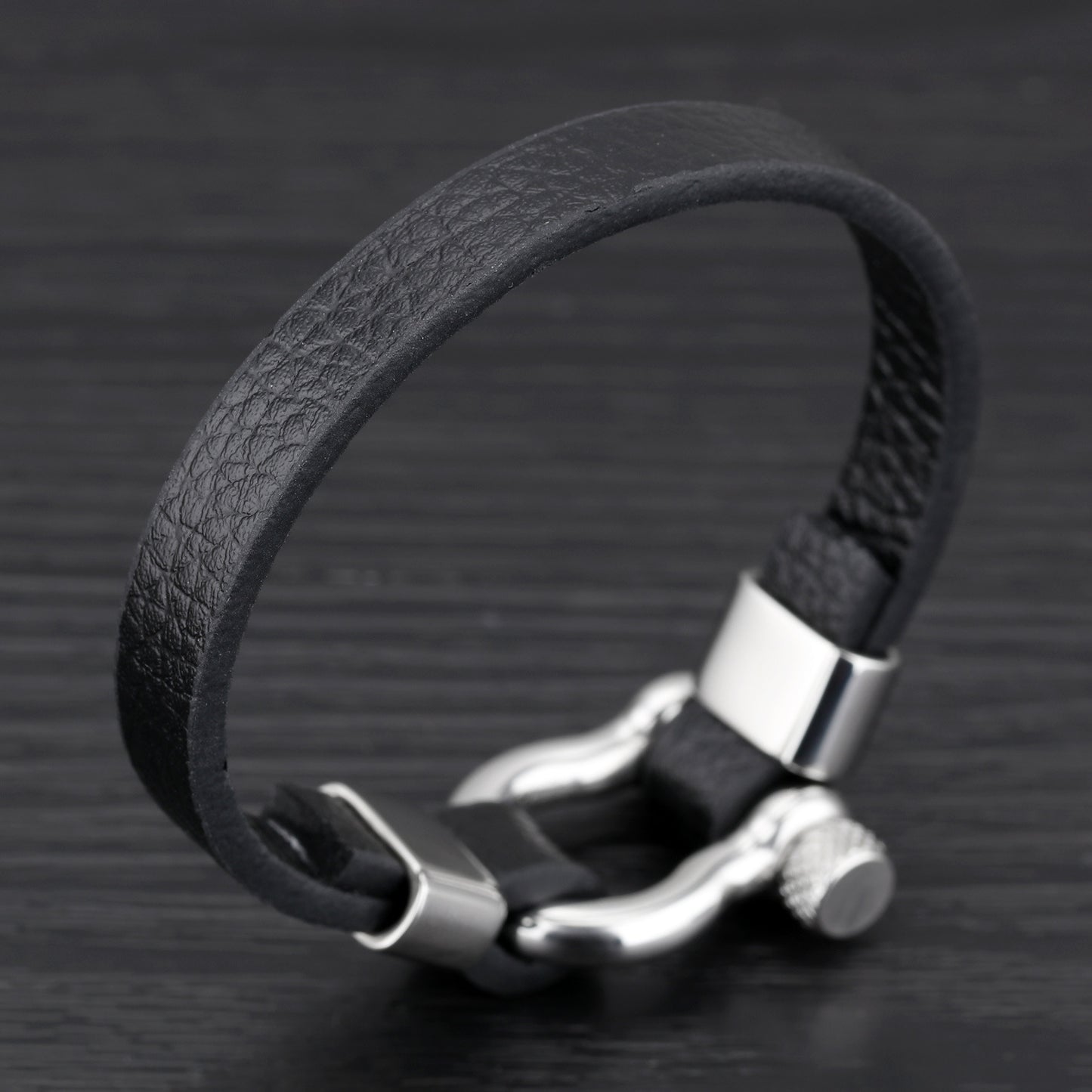 Men's Stainless Steel Buckle Leather Bracelet