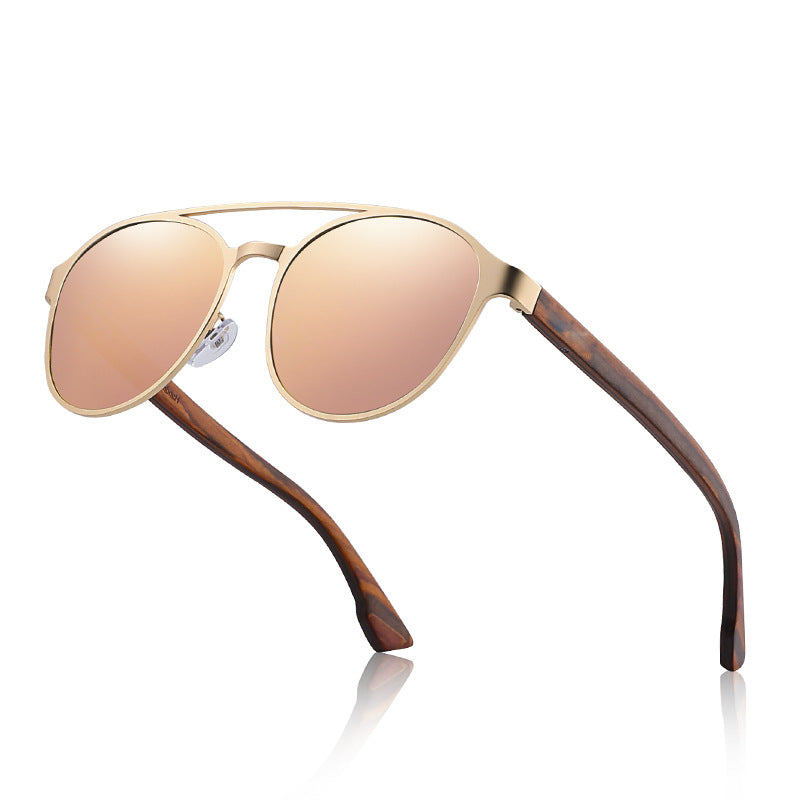 Men's Polarized Sunglasses With Wooden Arms