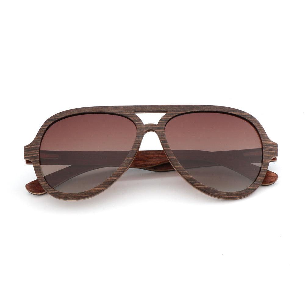 Men's Bamboo / Wood Retro Aviator Polarized Sunglasses - RMKA SELECT