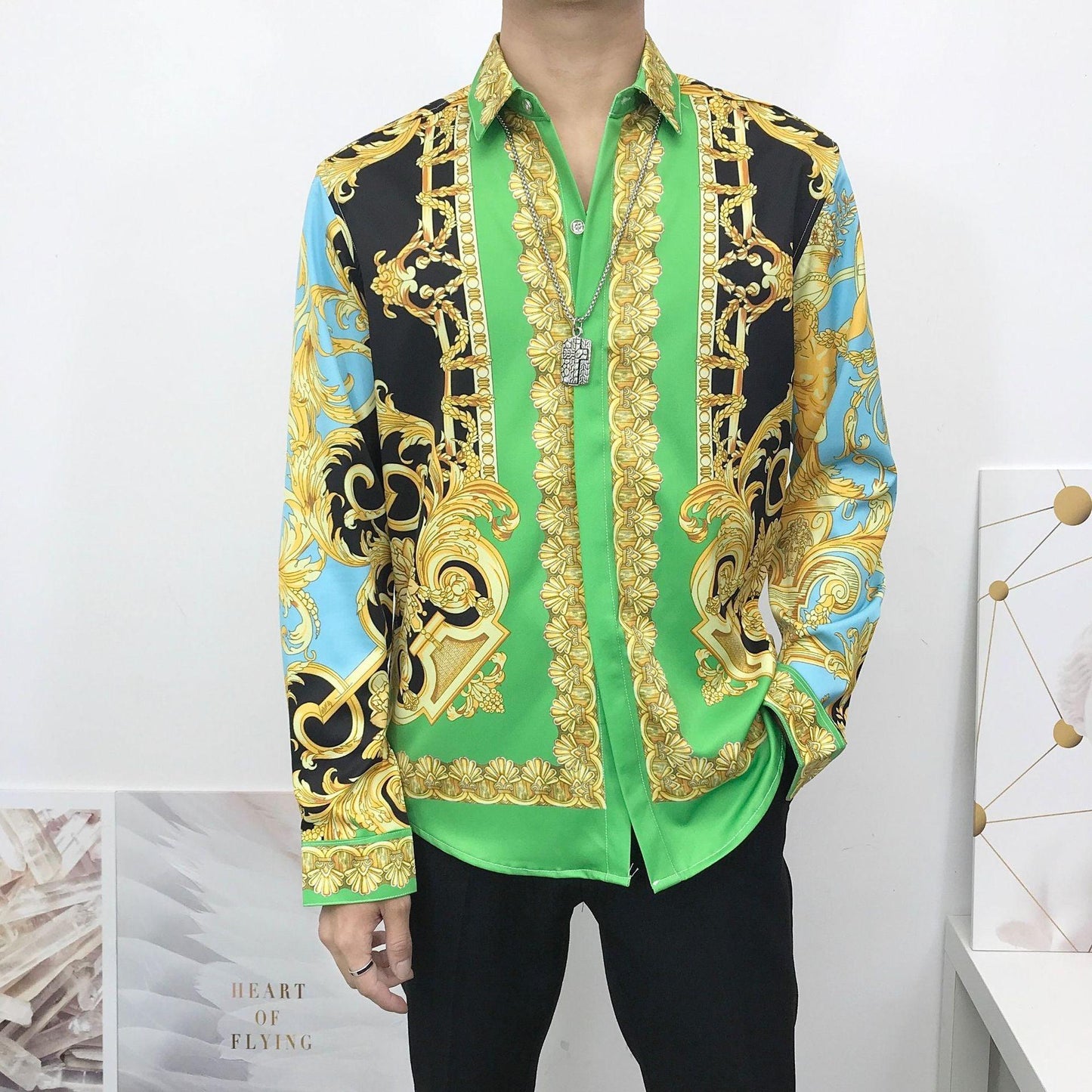 Vibrant Baroque style Men's Shirt - RMKA SELECT