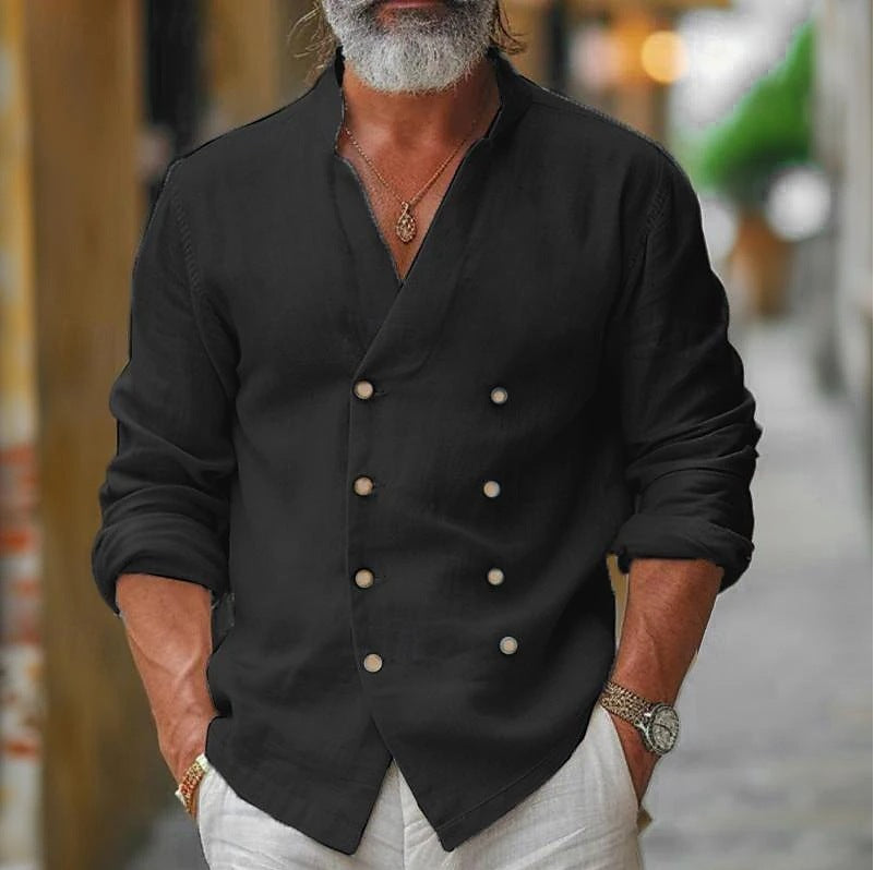 Stand up collar double breasted jacket