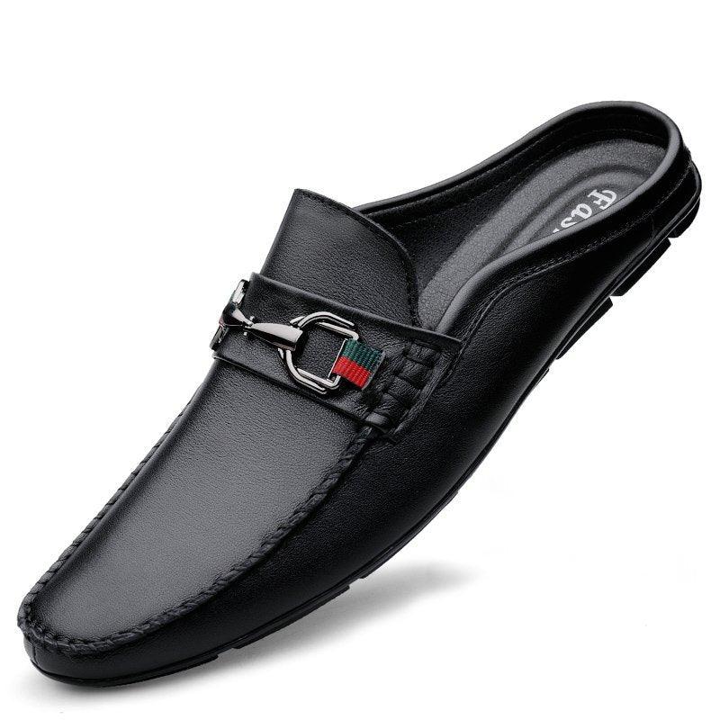 Men's Half-slippers Lazy Slip-on Leather Casual Shoes For Men - RMKA SELECT