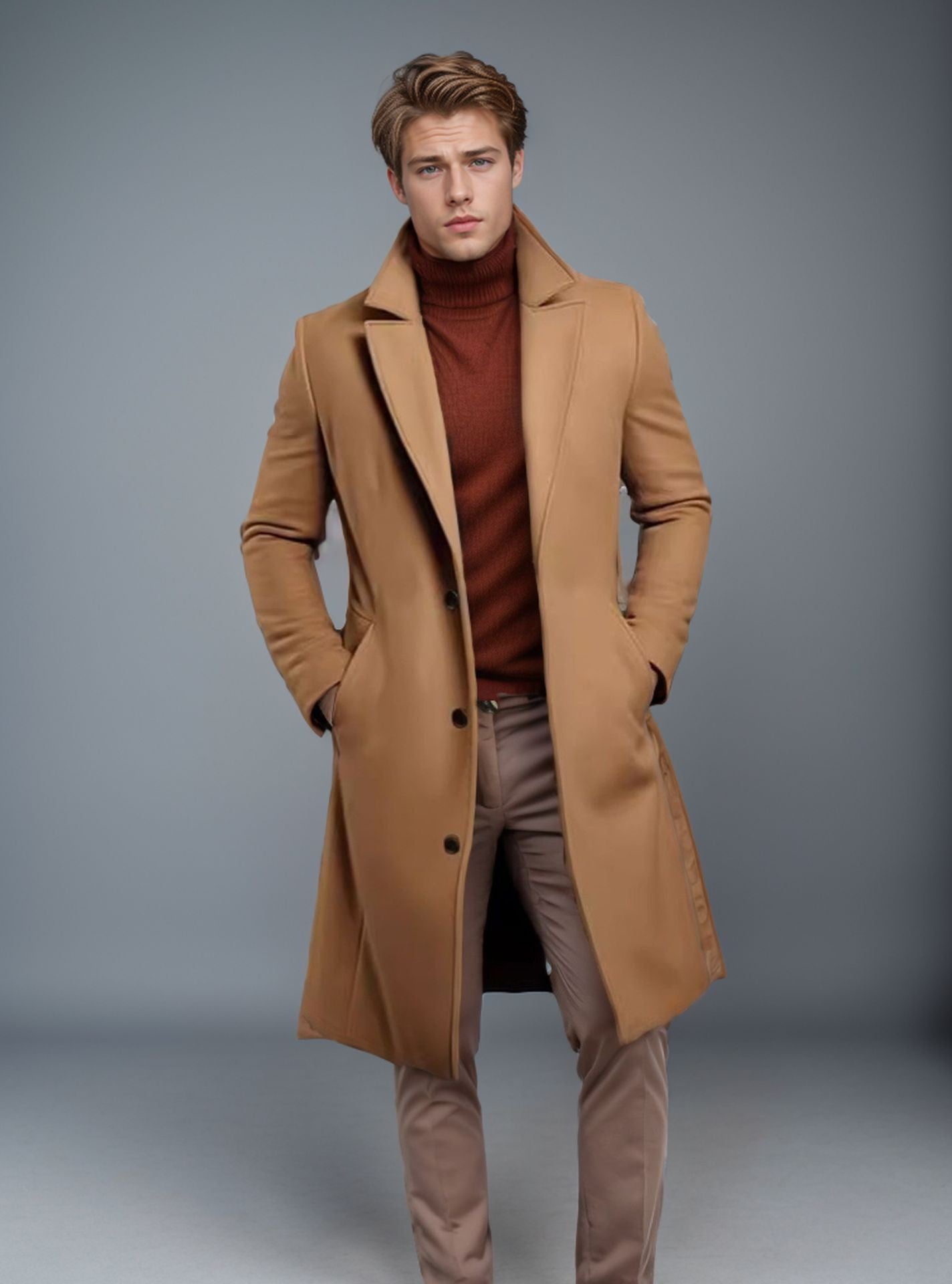 Men's Mid-length Over Coat