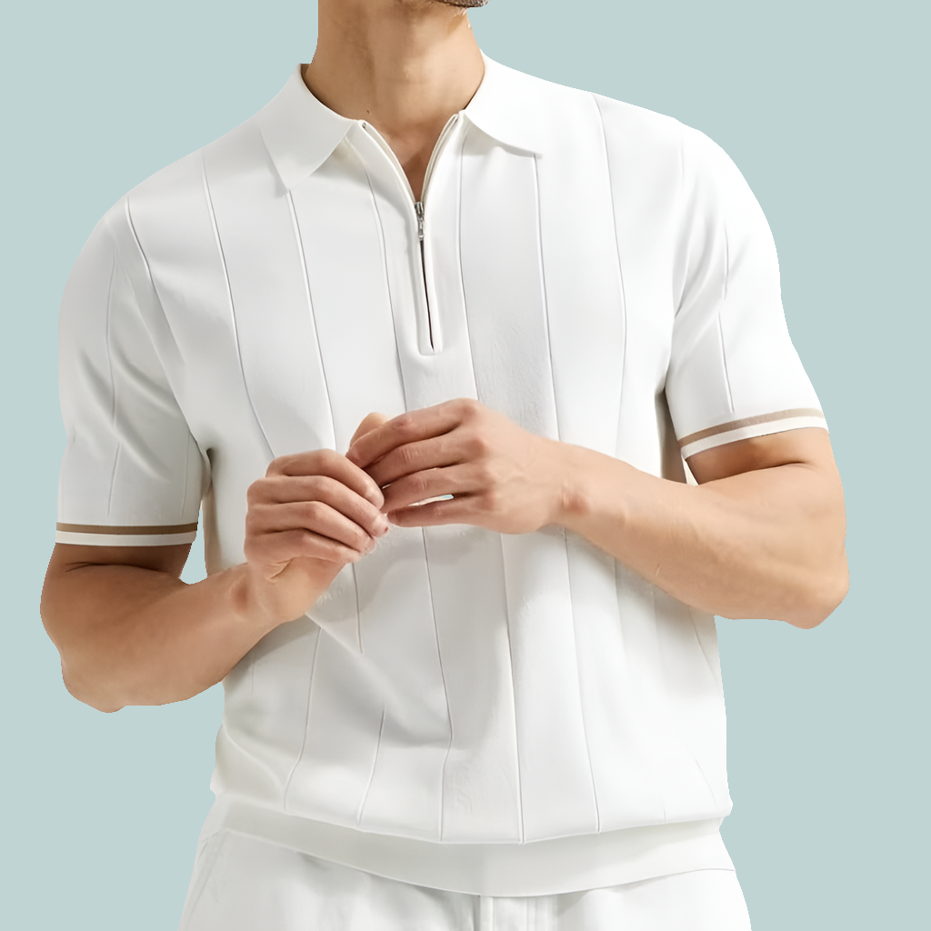 Short Sleeved Polo Shirt Lapel Zipper