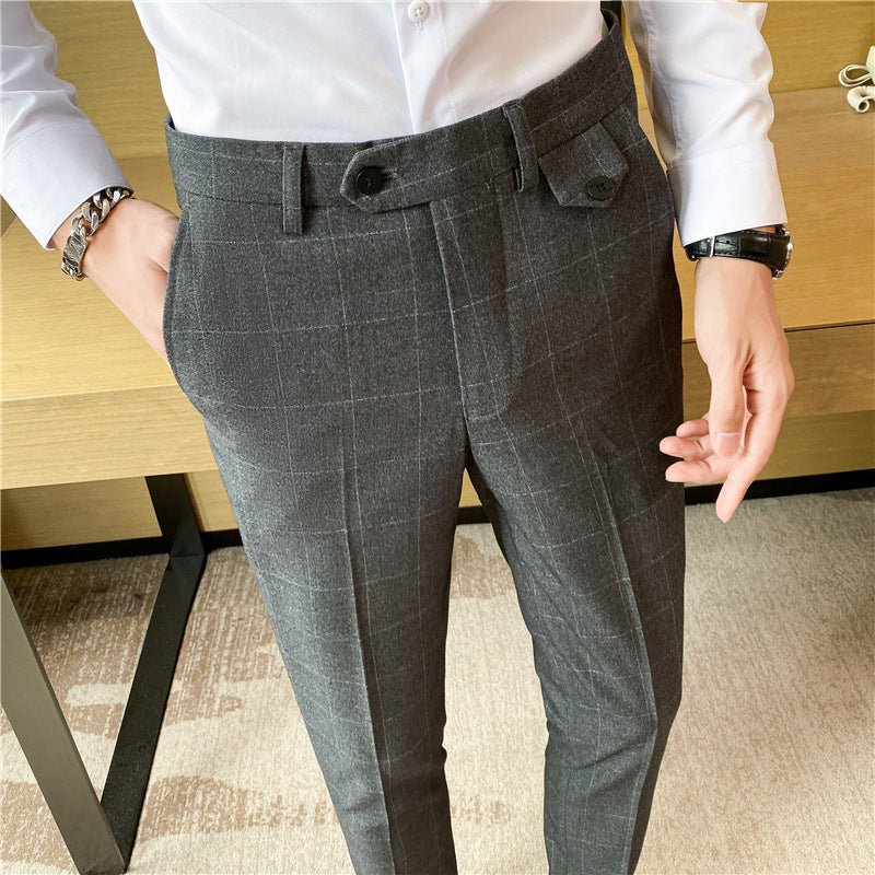 Classic Checkered Elegant Slim Fit Men's Pants