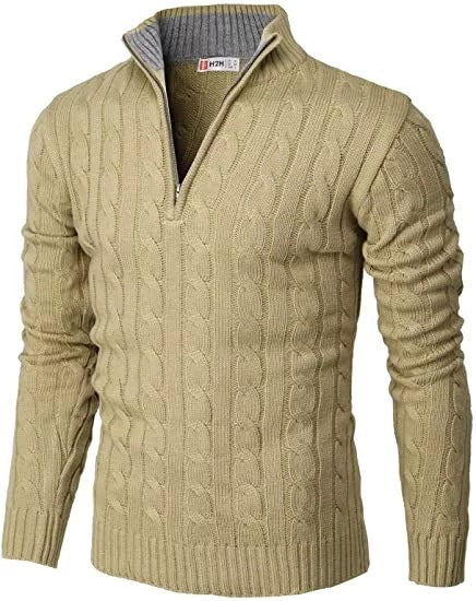 Slim zip up Pullover Long Sleeve Knitted Sweater - RMKA SELECT
