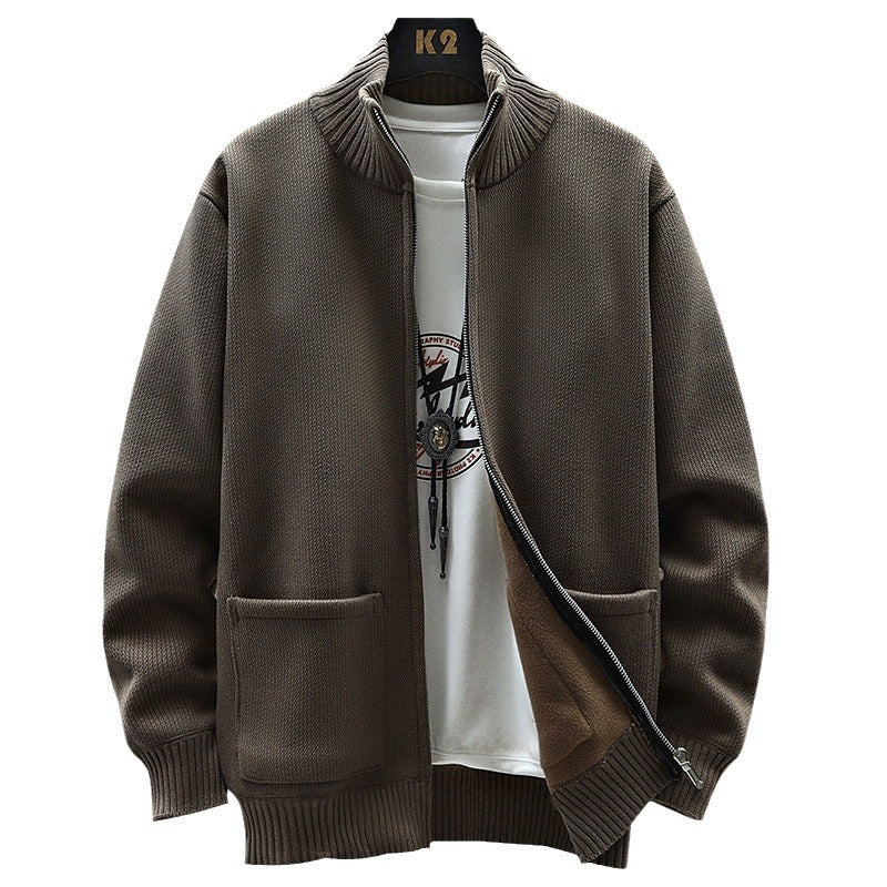 Warm Fleece-lined Men's Cardigan