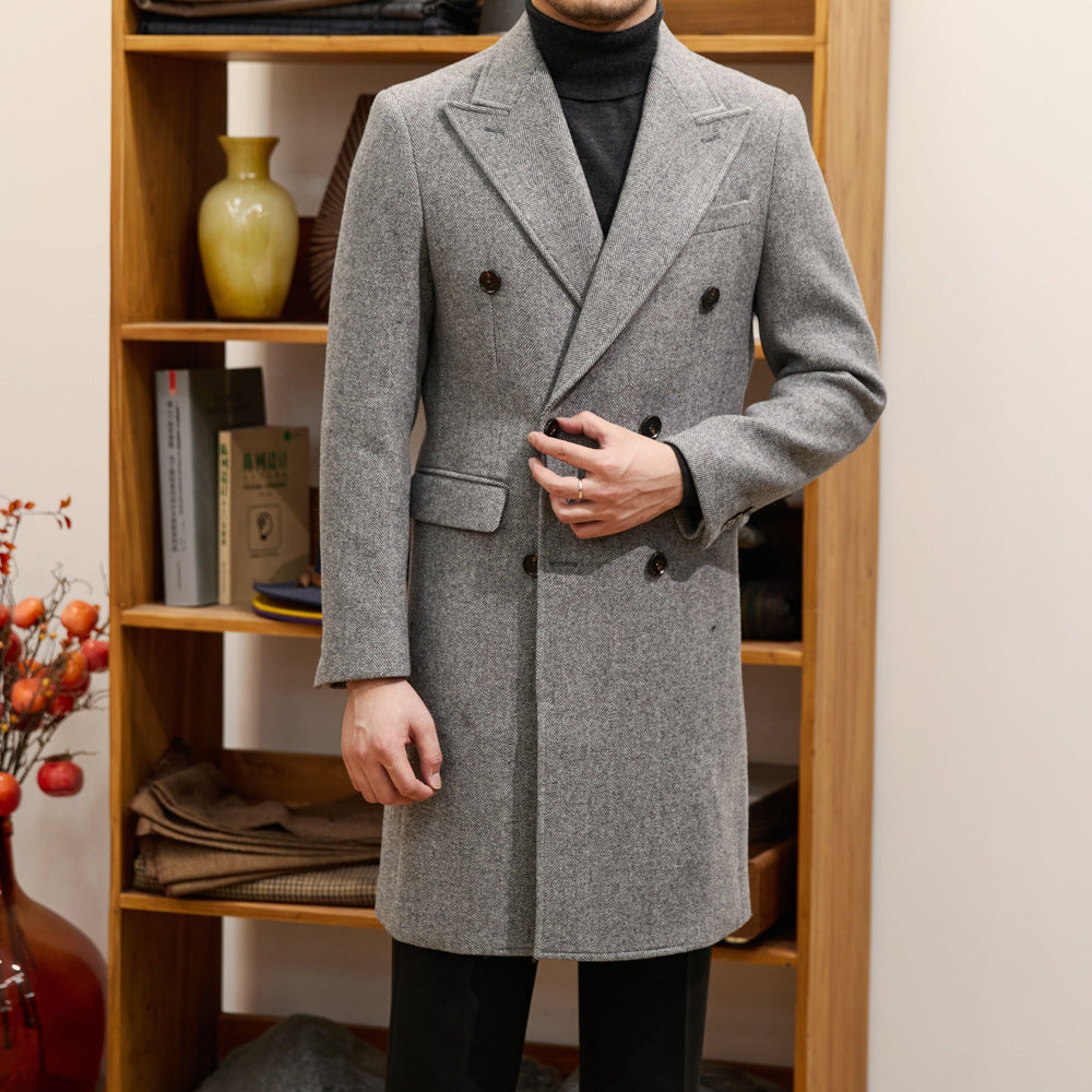Italian Design Men's Double Breasted Overcoat