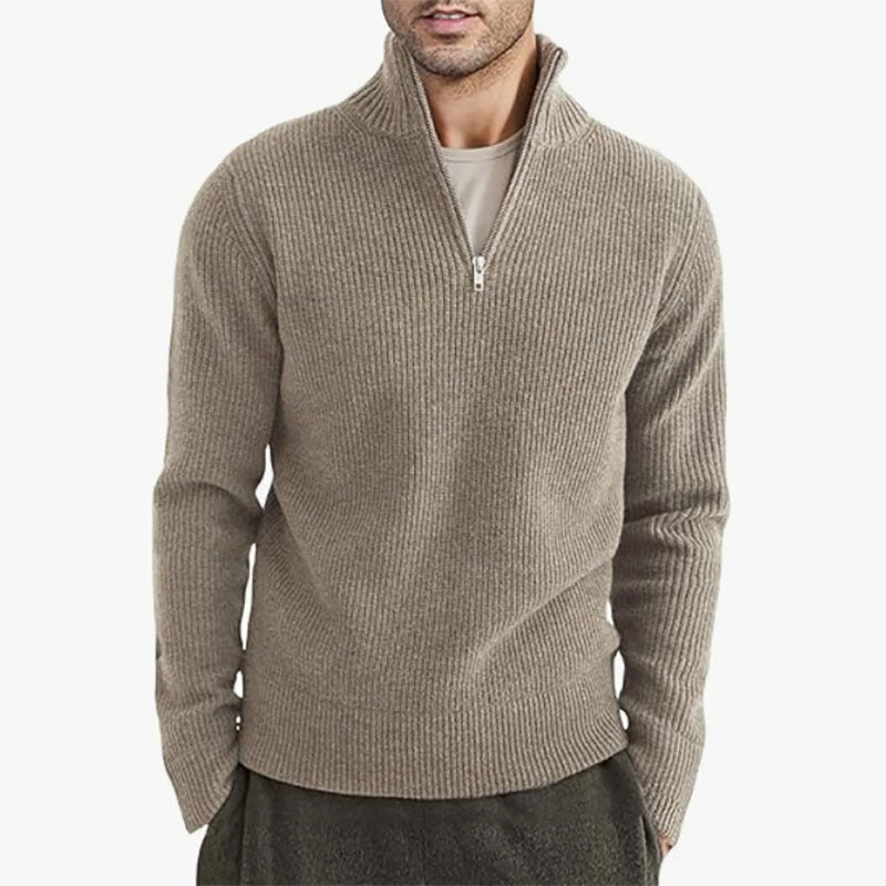 Men's European Zip up Collar Warm Sweater