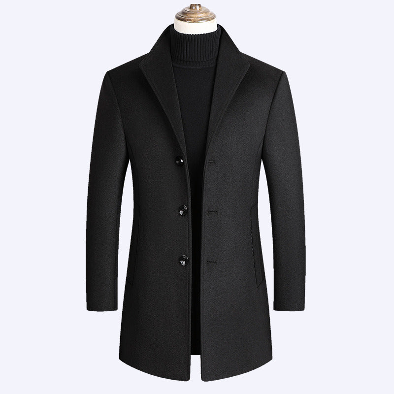 New Men's Mid-length Woolen Coat