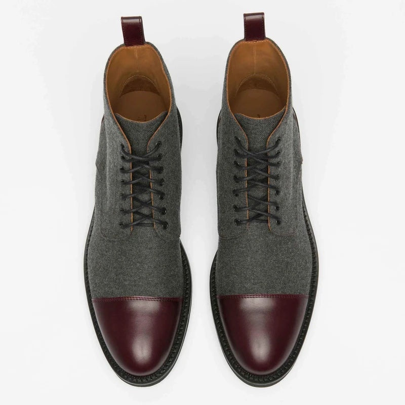 Men's Cap Toe Lace-up Low Boots