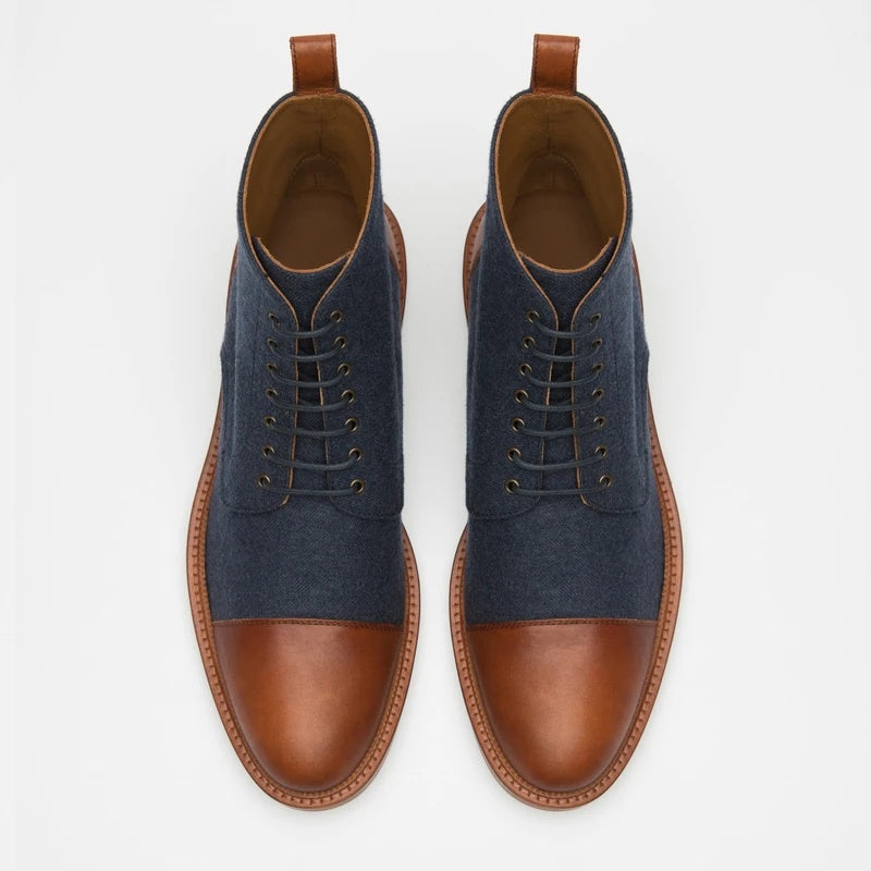 Men's Cap Toe Lace-up Low Boots