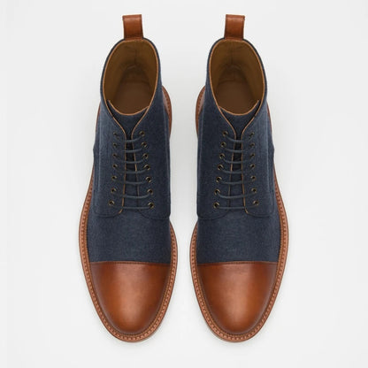 Men's Cap Toe Lace-up Low Boots