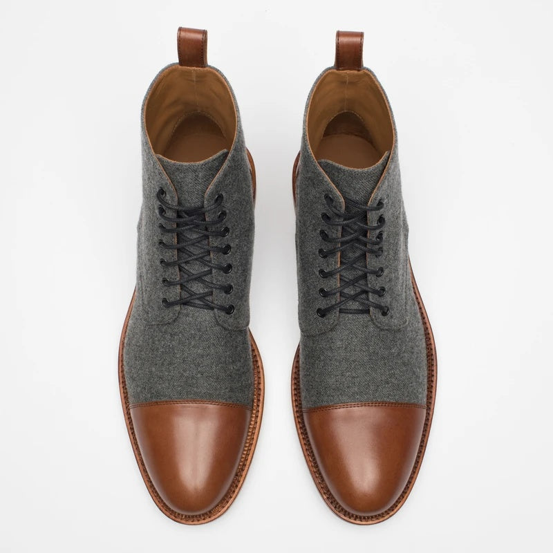 Men's Cap Toe Lace-up Low Boots