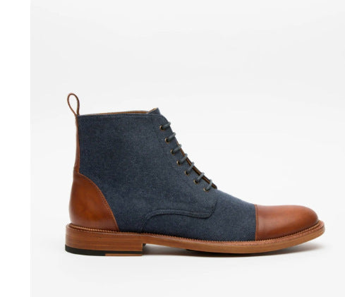 Men's Cap Toe Lace-up Low Boots