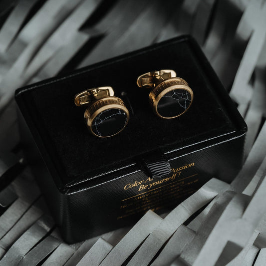 French Black Marble Cuff Links - RMKA SELECT