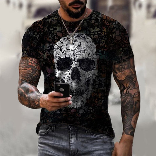 Euro-Style Men's Skull Print T-shirt Top - RMKA SELECT