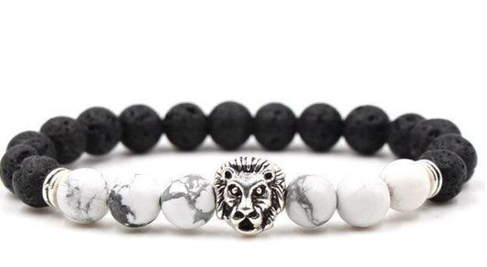 Lion Head 8mm Beaded Bracelet Volcanic Stone - RMKA SELECT