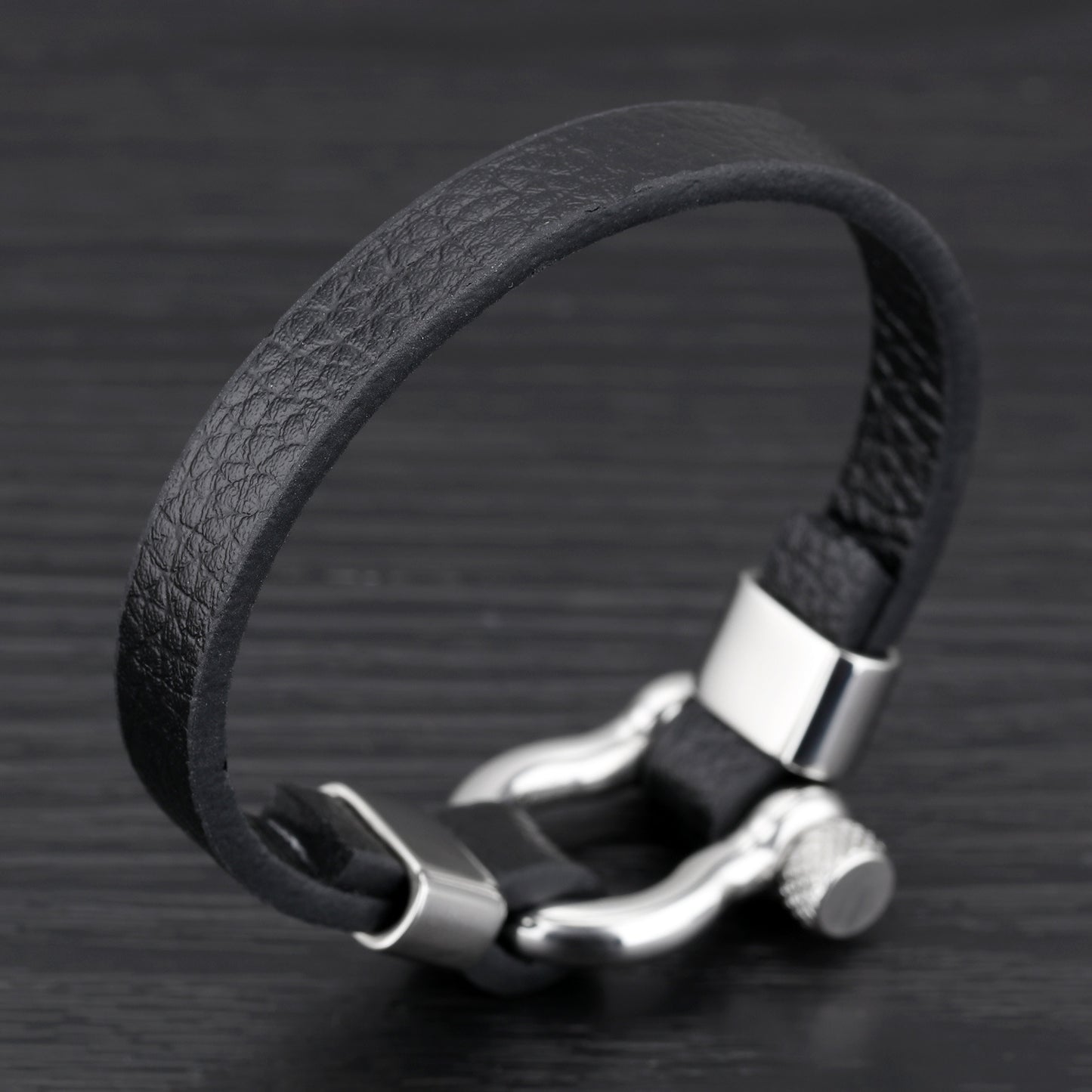 Men's Stainless Steel Buckle Leather  Bracelet