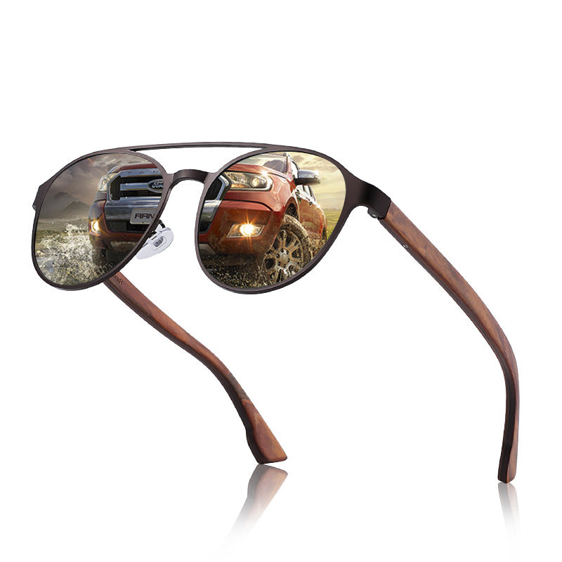 Men's Polarized Sunglasses With Wooden Arms 