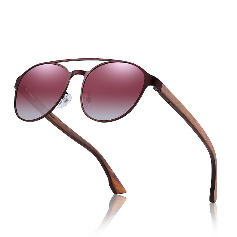 Men's Polarized Sunglasses With Wooden Arms 