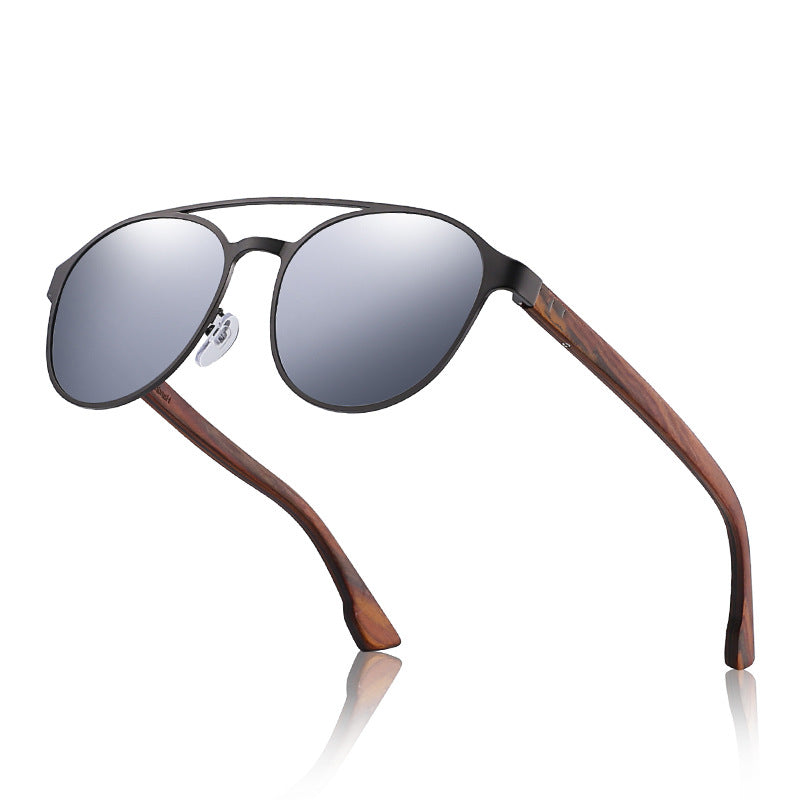 Men's Polarized Sunglasses With Wooden Arms 