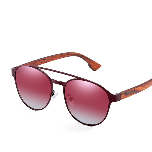 Men's Polarized Sunglasses With Wooden Arms 