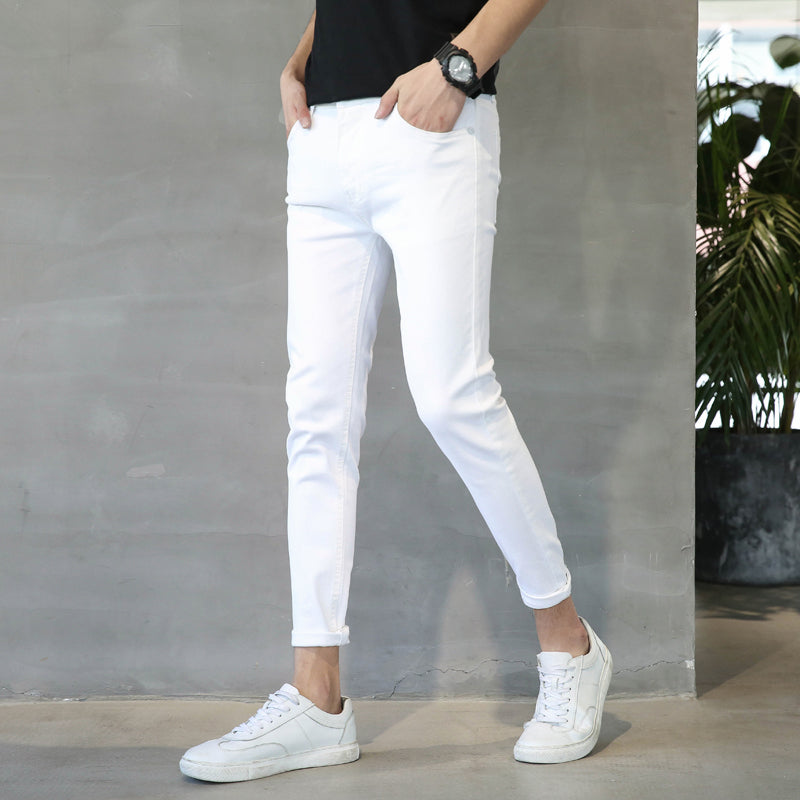 Men's White / Black Jeans Option- Ripped/Holes or Cropped - RMKA SELECT