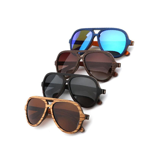 Men's Bamboo / Wood Retro Aviator Polarized Sunglasses - RMKA SELECT