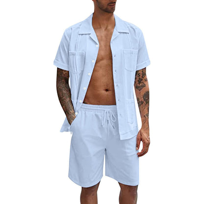 Get me to the beach linen Short Sleeve Shirt And Shorts Set - RMKA SELECT