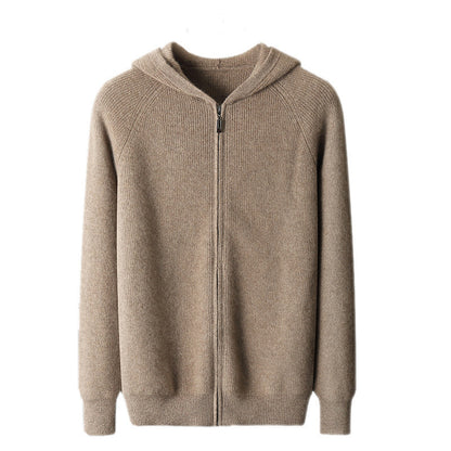 Men's Wool  Hooded Zip Up Sweater