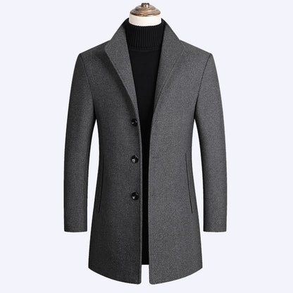 New Men's Mid-length Woolen Coat