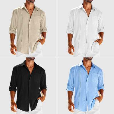 Casual Long Sleeve Shirt With Pocket button up sleeves - RMKA SELECT