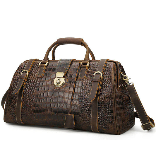 European Leather Crocodile Embossed Pattern Travel Bag - RMKA SELECT