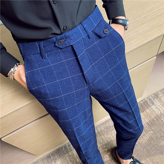 Classic Checkered Elegant Slim Fit Men's Pants