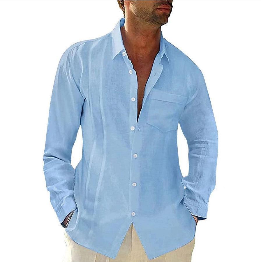 Men's Long-sleeved Cotton And Linen Shirt - RMKA SELECT