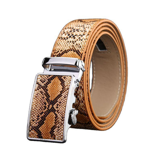 Vintage Men's Automatic Buckle  Leather Belt