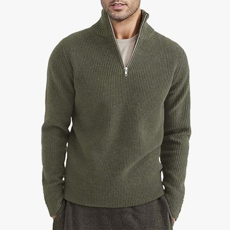Men's European Zip up Collar Warm Sweater