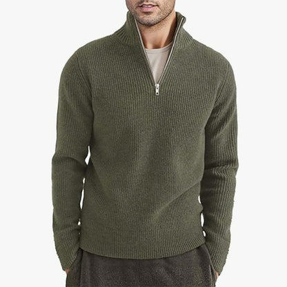 Men's European Zip up Collar Warm Sweater