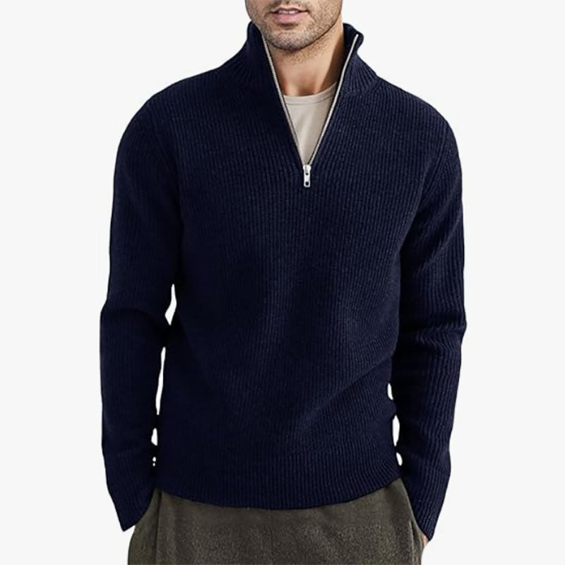 Men's European Zip up Collar Warm Sweater