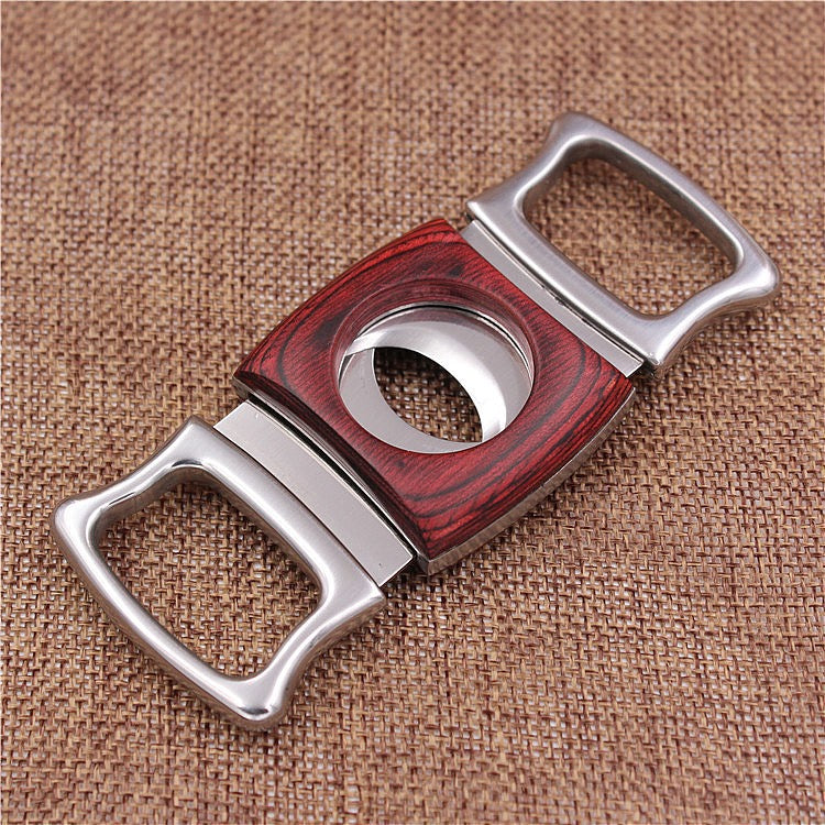 Creative Stainless Steel Thickened Wood Inlaid Cigar Cutter - RMKA SELECT