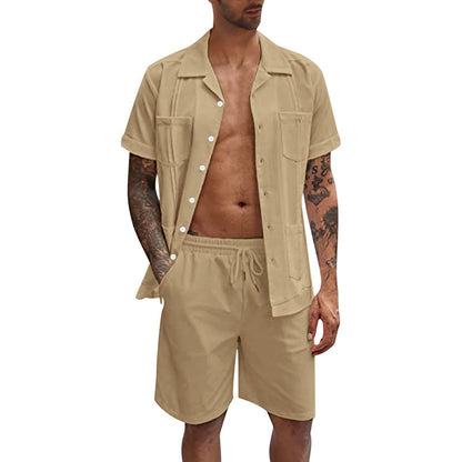 Get me to the beach linen Short Sleeve Shirt And Shorts Set - RMKA SELECT