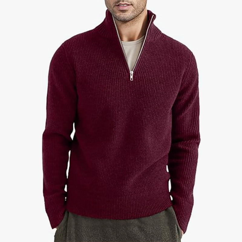 Men's European Zip up Collar Warm Sweater