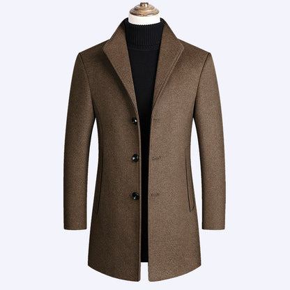 New Men's Mid-length Woolen Coat