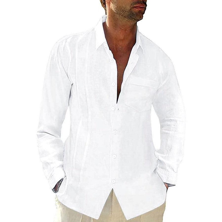 Men's Long-sleeved Cotton And Linen Shirt - RMKA SELECT