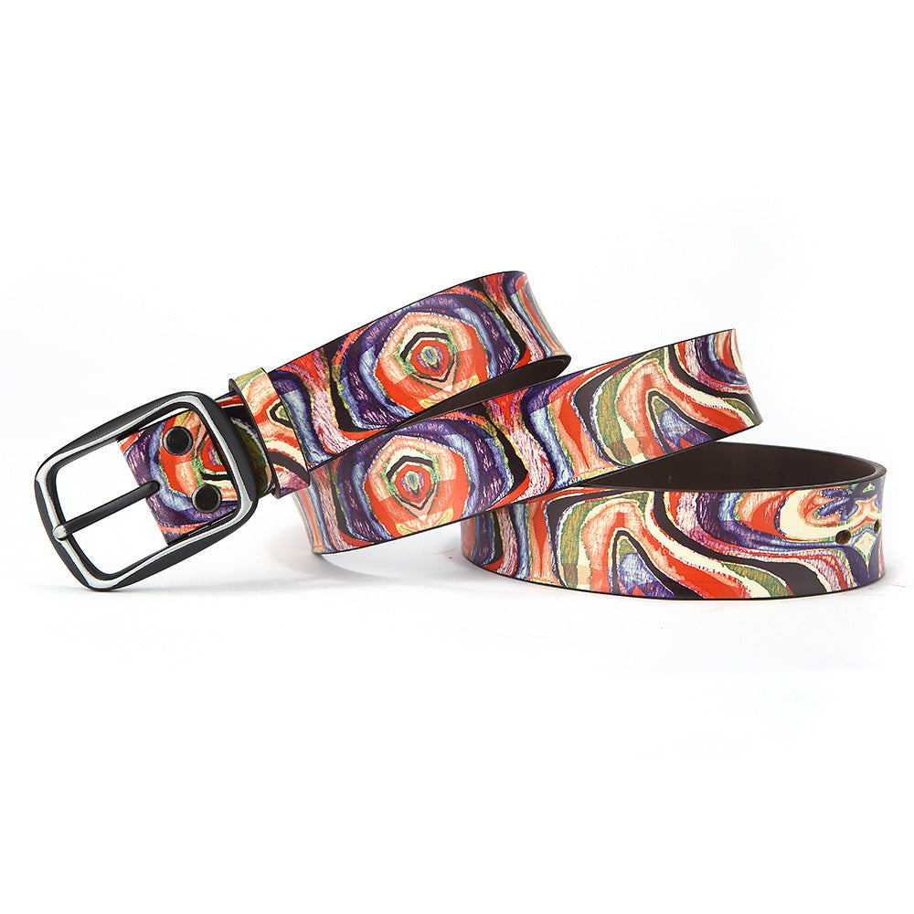 Men's Printed Colorful Graffiti Leathern Casual Belt