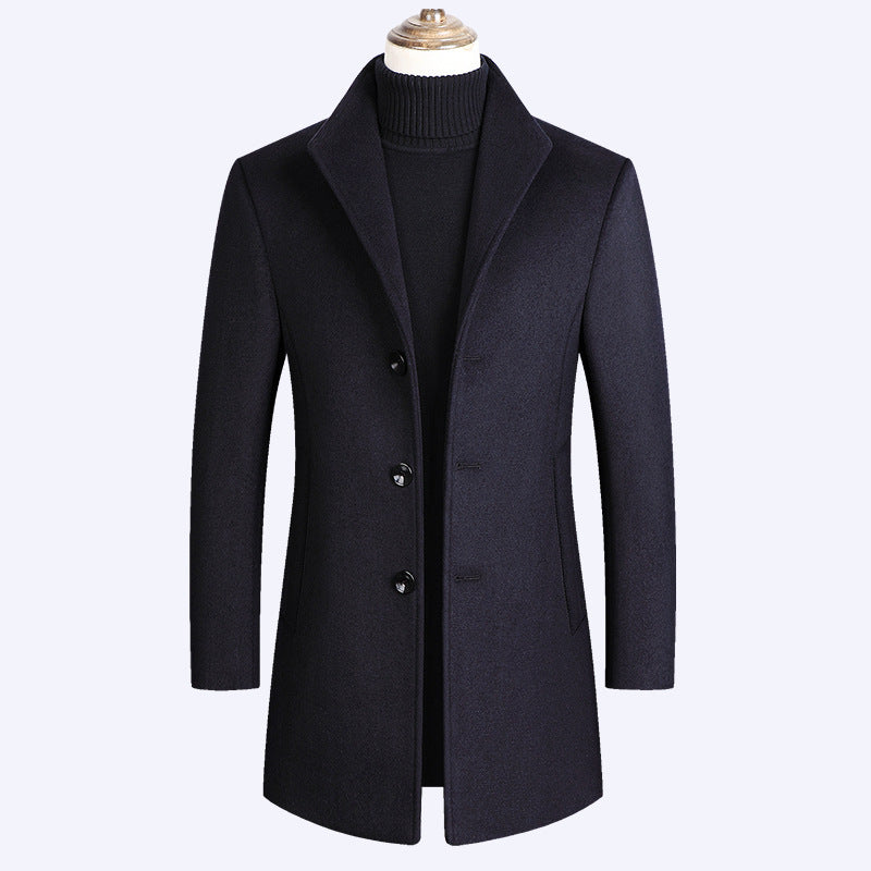 New Men's Mid-length Woolen Coat