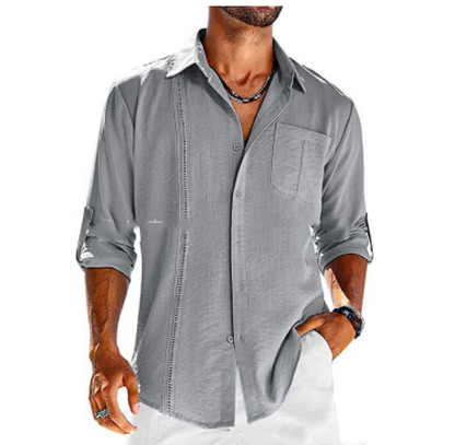 Casual Long Sleeve Shirt With Pocket button up sleeves - RMKA SELECT