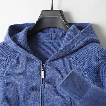 Men's Wool  Hooded Zip Up Sweater