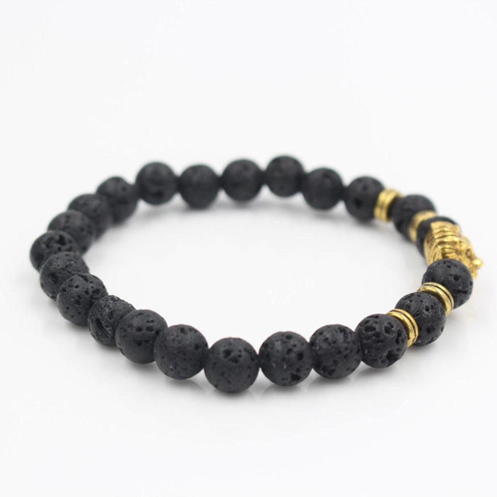 Lava Volcanic Stone Bracelet European And American Fashion Cool Alloy Lion's Head Bracelet - RMKA SELECT